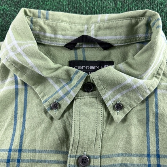 Carhartt Dress Shirt Mens Size XL Green Check Loose Fit Work Wear Button Up - Picture 3 of 8
